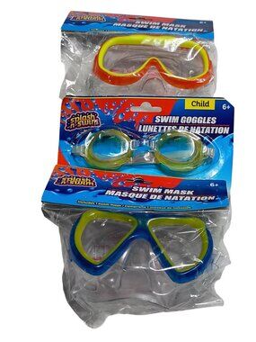 3 Splash N Swim Child Swim Goggles And Swim Masks Lot Uv Protection Age 6 Plus